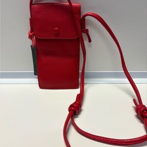 Vera Bradley Red Leather Phone Crossbody Bag